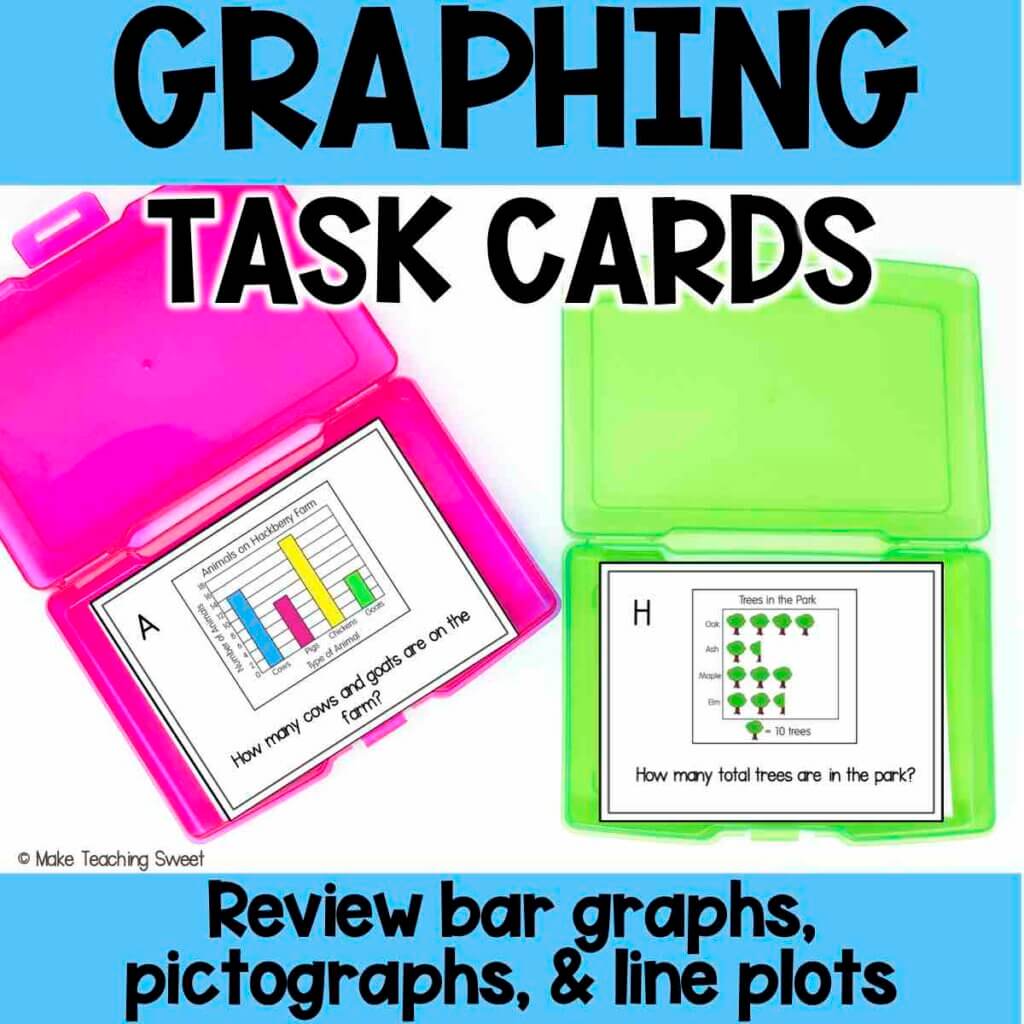 Graphing task cards for bar graphs and picture graphs