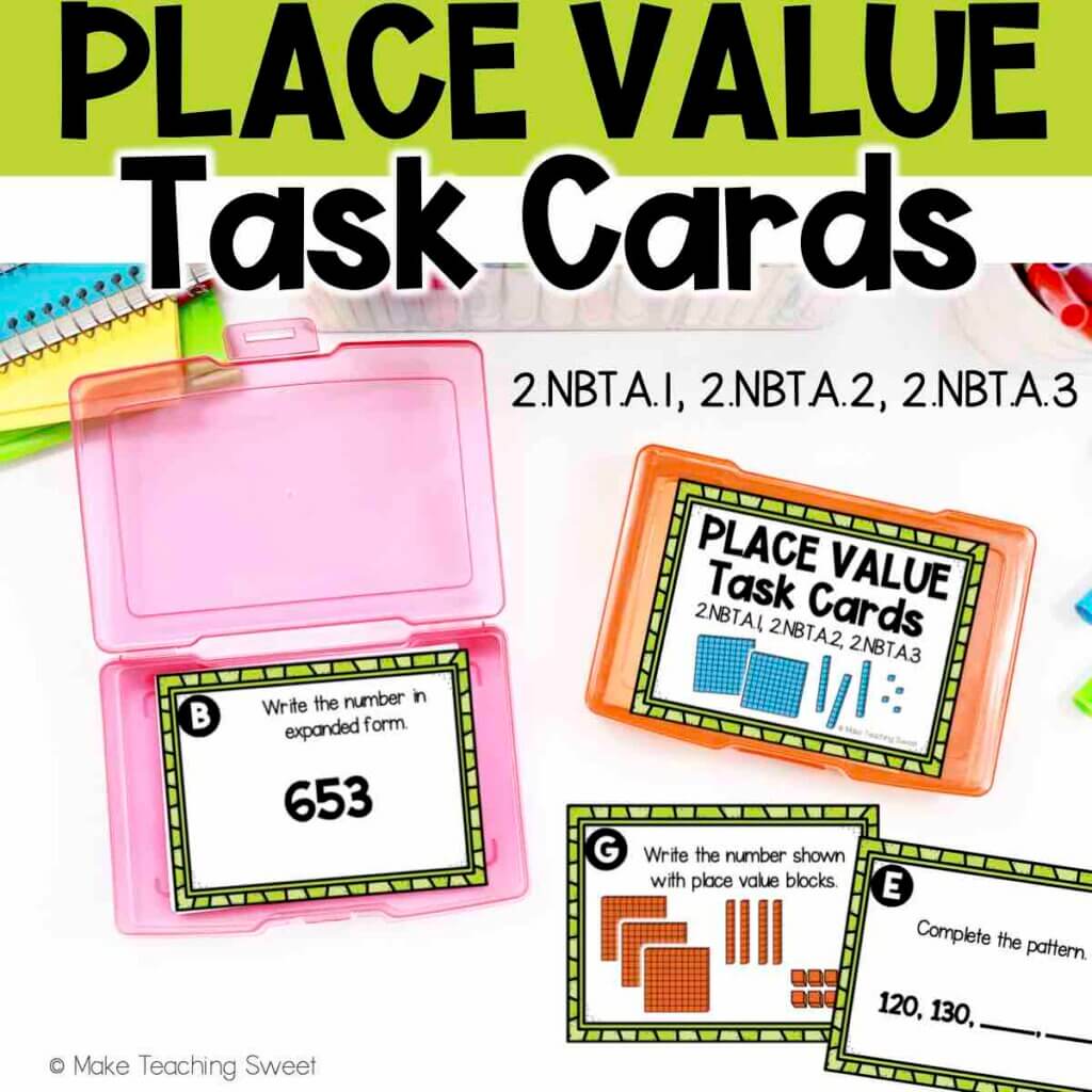 Place value task cards for hundreds, tens, and ones