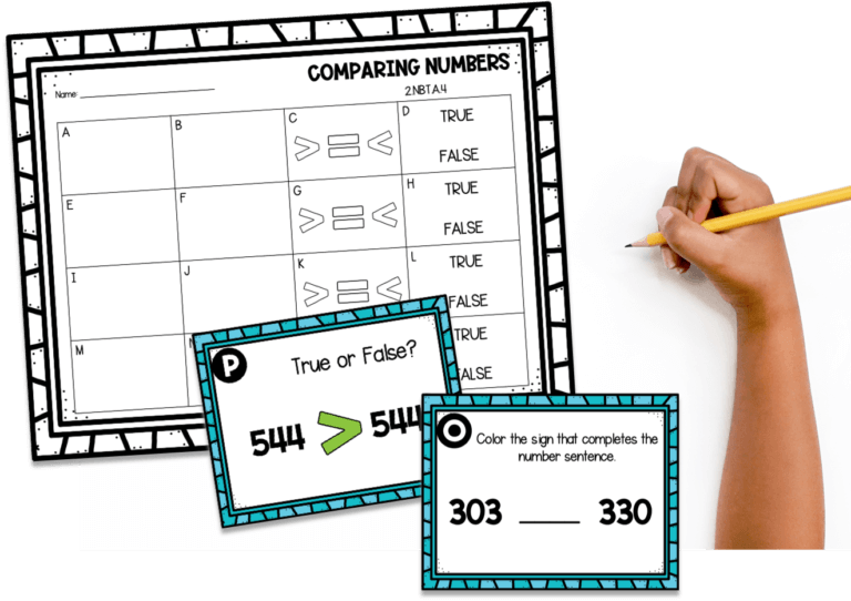 Comparing Numbers math task cards