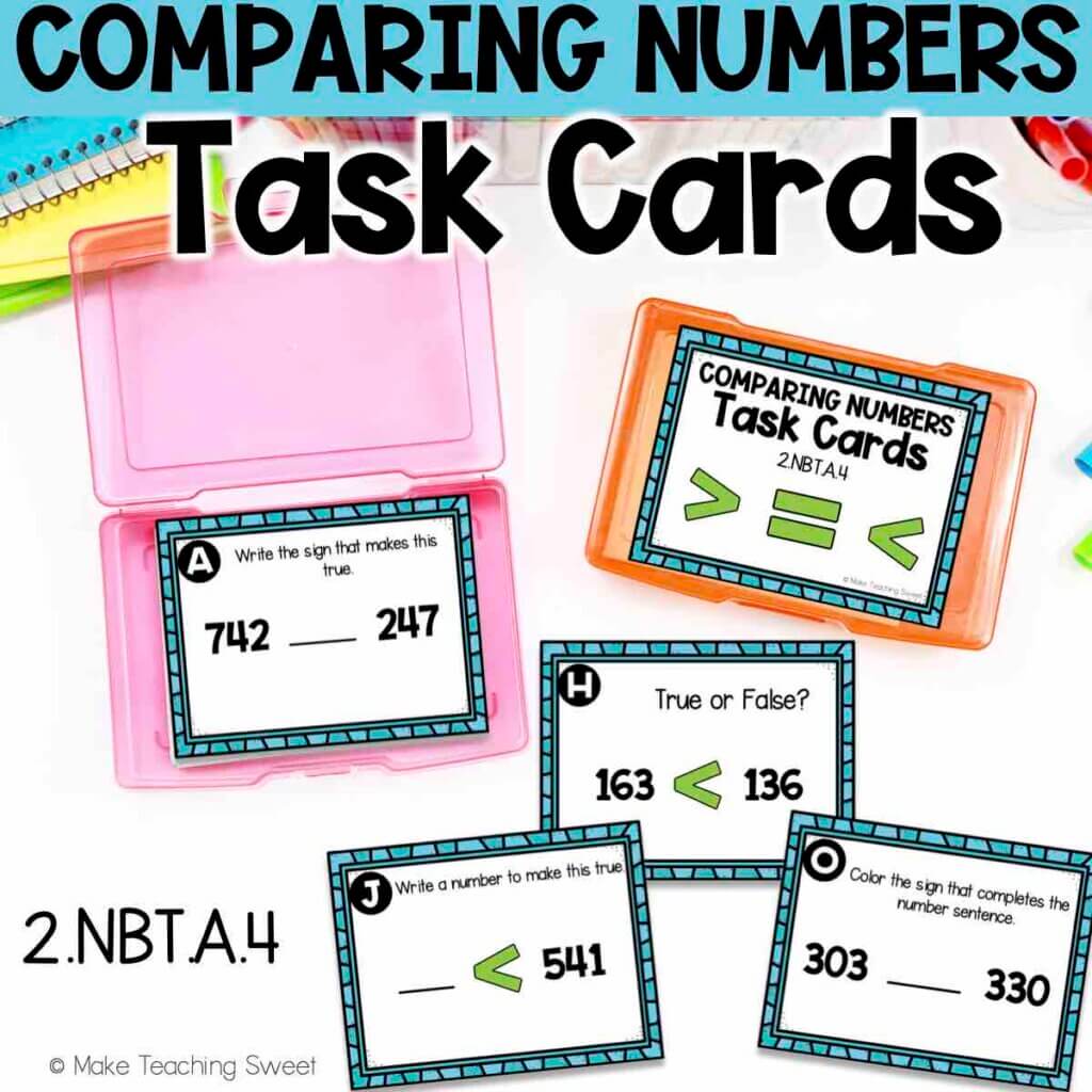 Comparing 3 digit numbers task cards