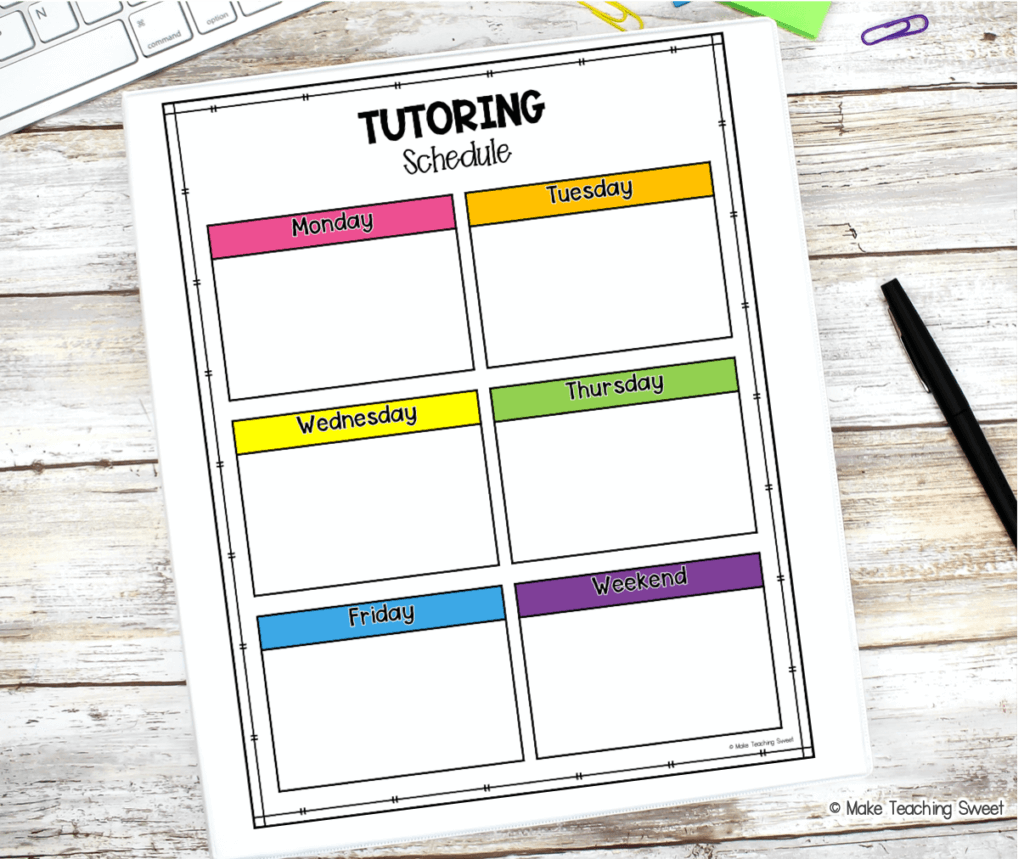 Tutoring Schedule